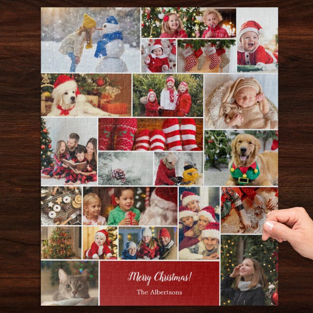 Weihnachten 22 FotoCollage mit Familienname Rot (Von Creator hochgeladen)