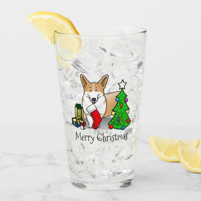 Weihnachten 2 Pembroke Welsh Corgi (rot 1) Baum Ni Glas (Vorderseite Ice)