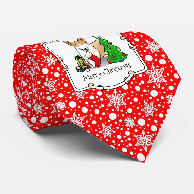 Weihnachten 2 Pembroke Welsh Corgi (rot 1) Baum Ni Krawatte (Gerollt)