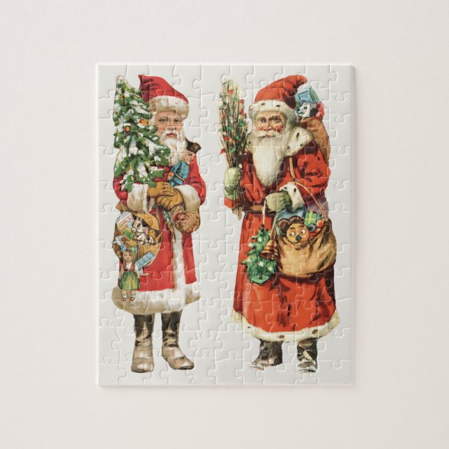 Weihnachten, 2 Weihnachtsmann Die Bilder schneiden (Vertikal)