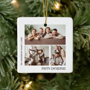 Weihnachten 3 Familienfotos Collage Keramikornament