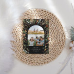 Weihnachten 3 Foto Botanischer Botanischer Blumeng<br><div class="desc">Heilige Weihnachten moderne elegante Wasserfarbe getrocknete botanische florale Maultierfarben Urlaubskarte 3 Foto Weihnachtskarte. Modernes,  trendiges schwarzes Design.</div>