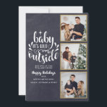 Weihnachten 3 Foto Collage Boho Chalkboard<br><div class="desc">Ein stilvolles boho 3 Foto Collage Urlaubsstil für Sie,  um mit Ihren Lieblings-Fotos in goldenen Rahmen,  Nachricht,  Namen und Jahr auf einem Chalkboard-Hintergrund zu personalisieren. Auf der Rückseite sind fallende Schneeflocken auf einem passenden Chalkboard-Hintergrund zu sehen. Entwickelt von Thisisnotme©</div>