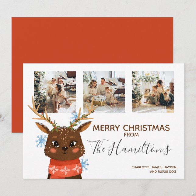 Weihnachten 3 Foto Personalisiert Reindeer (Vorne/Hinten)