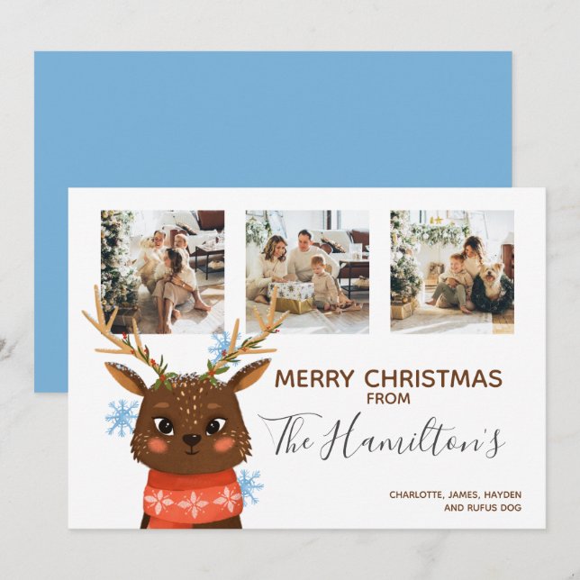 Weihnachten 3 Foto Personalisiert Reindeer (Vorne/Hinten)