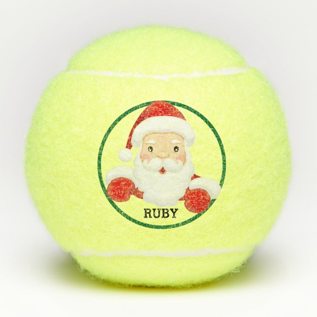 Weihnachten 3 Tennisbälle Name Weihnachtsmann (Vorderseite)