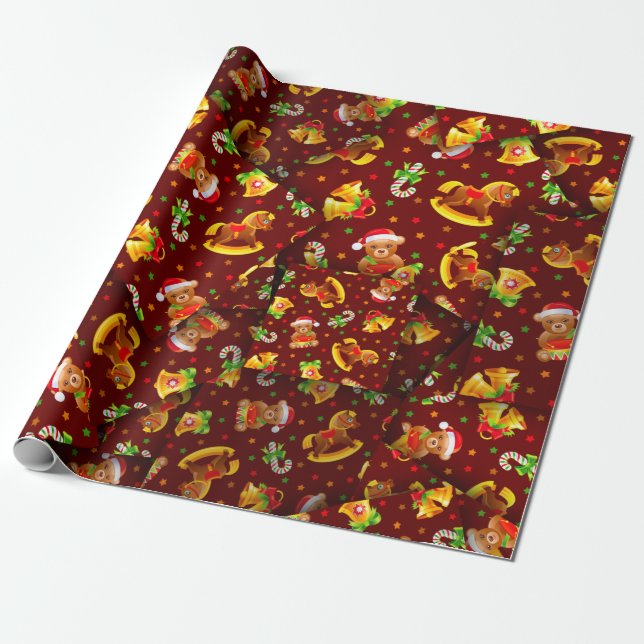 Weihnachten [3D] Bären und Rockpferde Geschenkpapier (Ungerollt)