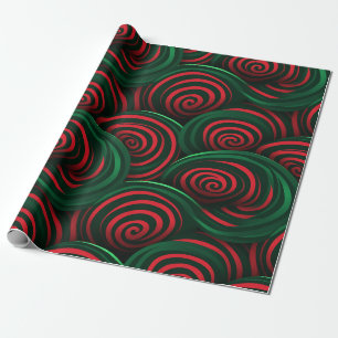 Weihnachten 3D Rot und Grün Swirl Geschenkpapier