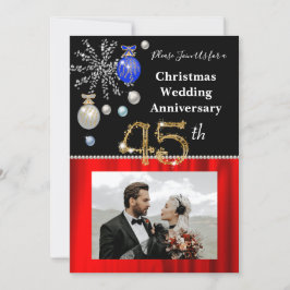 Weihnachten 45. Hochzeitstag Schwarz & Gold Einladung