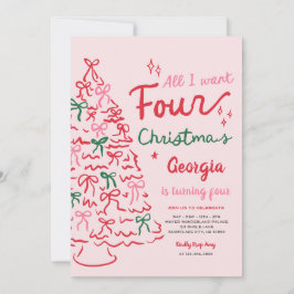 Weihnachten 4. Coquette-Schleife Weihnachtsbaum Ge Einladung