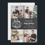 Weihnachten 4 Foto Collage Boho Chalkboard<br><div class="desc">Ein elegantes boho 4 Foto Collage Urlaubsplanung für Sie,  um mit Ihren Lieblings-Fotos,  Botschaften,  Namen und Jahr auf einem Chalkboard-Hintergrund zu personalisieren. Auf der Rückseite sind fallende Schneeflocken auf einem passenden Chalkboard-Hintergrund zu sehen. Entwickelt von Thisisnotme©</div>