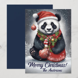 Weihnachten 4 Panda, Happy Holidays, Weihnachtskar Einladung