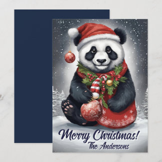 Weihnachten 4 Panda, Happy Holidays, Weihnachtskar Einladung