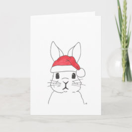 Weihnachten 4 Rabbit in einer Weihnachtsmannmütze Dankeskarte