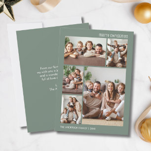 Weihnachten 5 Foto-Collage Familie Salbeigrün