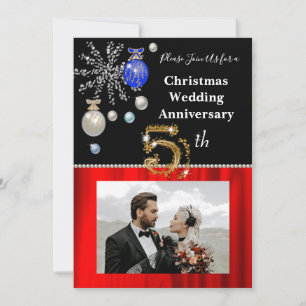 Weihnachten 5. Hochzeitsfeier Black & Gold Einladung