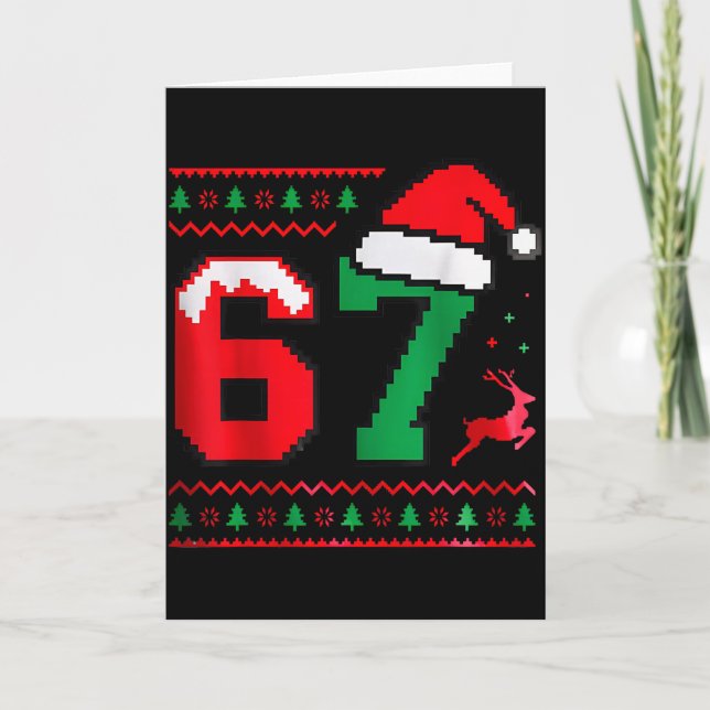 Weihnachten 67 hässlicher Pullover Nummer 67 Desig Karte (Vorderseite)