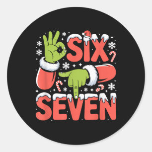 Weihnachten 67 Lustiges Meme Xmas Six Seven Santa  Runder Aufkleber