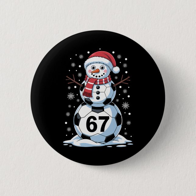 Weihnachten 67 Meme Fußball Schneemann Baum Lustig Button (Vorderseite)