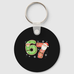 Weihnachten 6 7 Sechs Sieben Lustig 67 Meme Santa  Schlüsselanhänger
