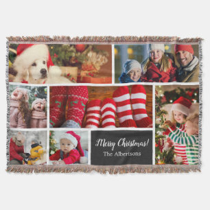 Weihnachten 7 Foto Collage mit Familienname, schwa Decke