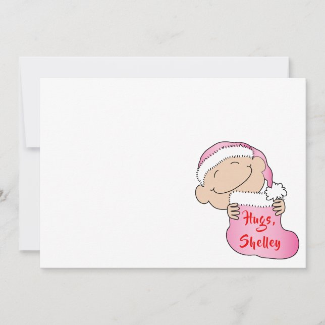 Weihnachten 7" x 5" Baby Rosa Danke schön/2 Seite/ Einladung (Vorderseite)
