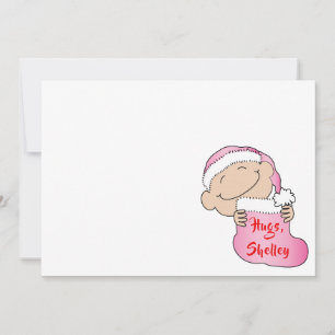 Weihnachten 7" x 5" Baby Rosa Danke schön/2 Seite/ Einladung