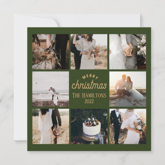 Weihnachten 8 Foto Collage Smaragdgrüne Karte (Vorderseite)