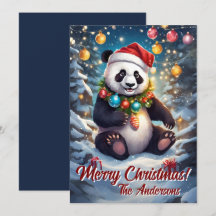 Weihnachten 8 Panda, Happy Holidays, Weihnachtskar