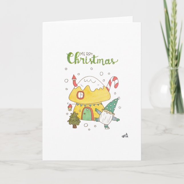 Weihnachten 8 Weihnachten Elf Haus Weihnachtskarte Dankeskarte (Vorderseite)