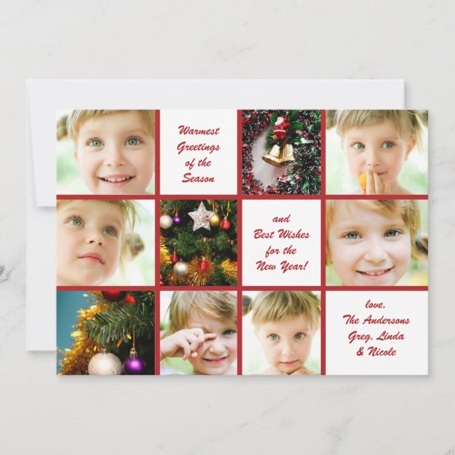 Weihnachten 9-Foto Graph Holiday Card (Vorderseite)