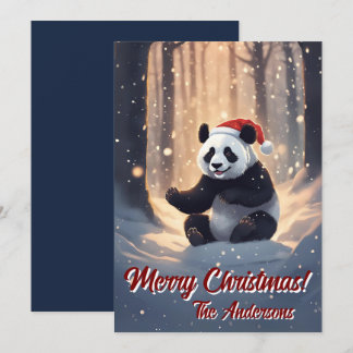 Weihnachten 9 Panda, Happy Holidays, Weihnachtskar Einladung