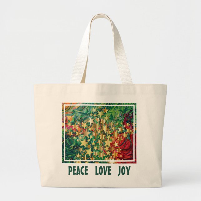 Weihnachten Abstrakt Stars PEACE LIEBE JOY Custom Jumbo Stoffbeutel (Vorne)