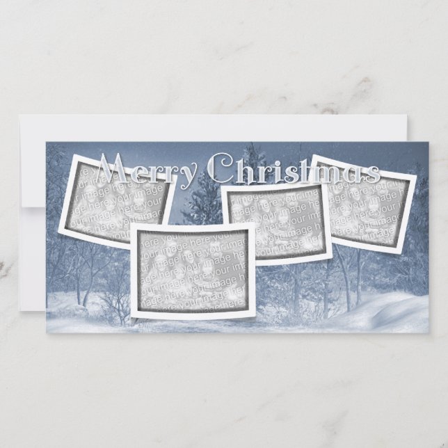 Weihnachten ADDIEREN IHRE FOTOS blaue Schnee-Szene (Vorderseite)