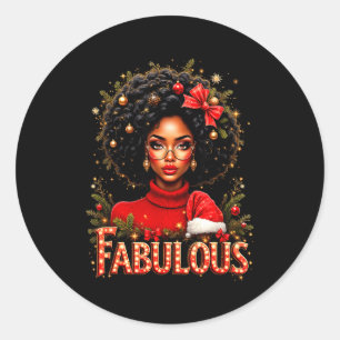 Weihnachten Afroamerikanisch Melanin Afro Schlitte Runder Aufkleber