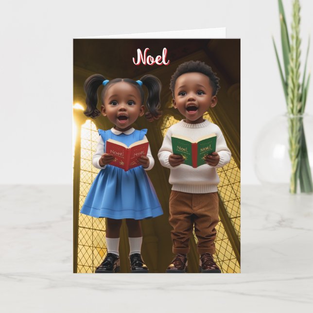 Weihnachten, Afroamerikanischer Kinderweihenkarte Feiertagskarte (Vorderseite)