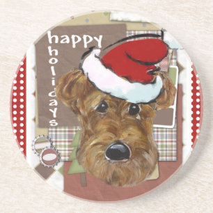 WEIHNACHTEN AIREDALE SANDSTEIN UNTERSETZER