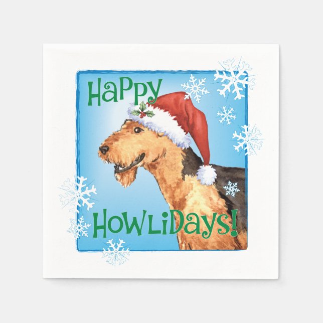 Weihnachten Airedale Serviette (Vorderseite)