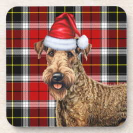Weihnachten Airedale Terrier Dog Karierter Urlaub Getränkeuntersetzer