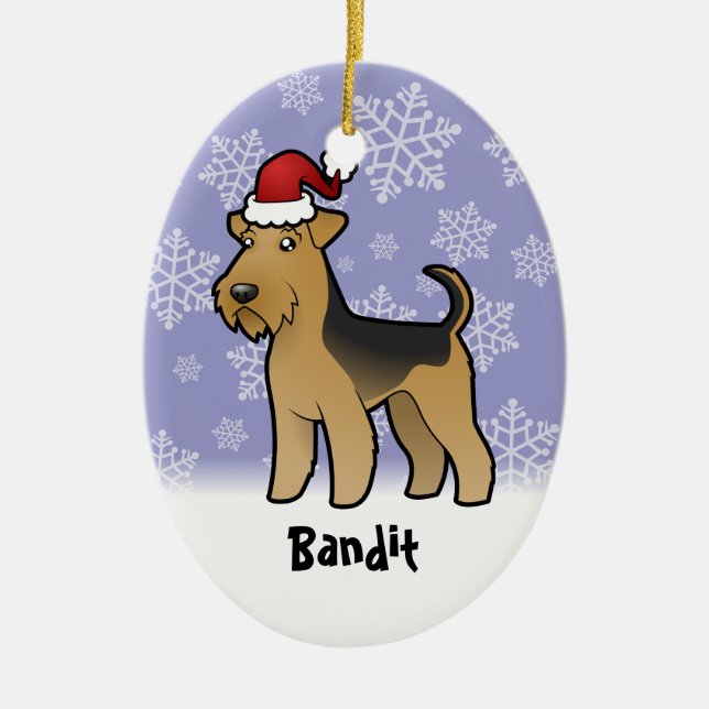 Weihnachten Airedale Terrier/Waliser Terrier Keramik Ornament (Vorne)