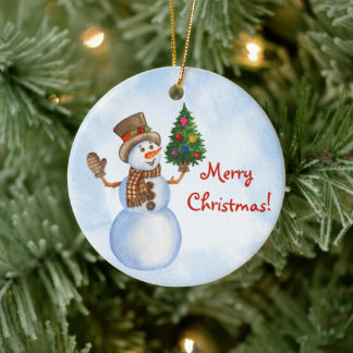 Weihnachten Akrylornament für Baum mit Schneemänne Keramik Ornament