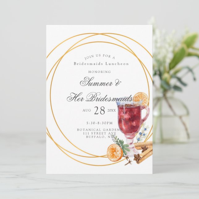Weihnachten Alkohol Getränke Bridesmaids Mittagess Einladung (Stehend Vorderseite)