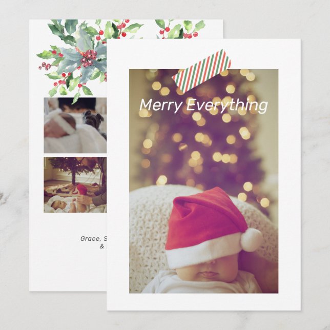 Weihnachten alles Foto Personalisierte Karte froh (Vorne/Hinten)