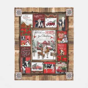 Weihnachten alles Herz Komm Zuhause Funny Cow Weih Fleecedecke