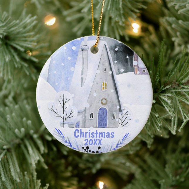 Weihnachten - Alpine Ski Mountain Village Keramik Ornament (Baum)