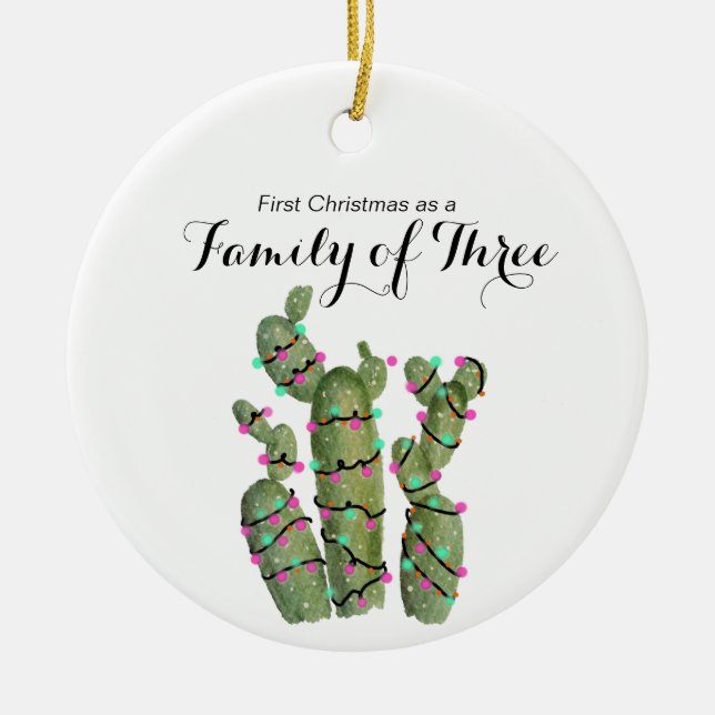 Weihnachten als Familie von drei Keramik Ornament (Vorne)