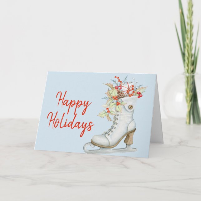 Weihnachten Alt modischer Eis Skate Grußkarte Karte (Vorderseite)