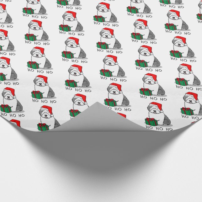 Weihnachten - Alte englische Schafhunde (Grau 1) N Geschenkpapier (Ecke)