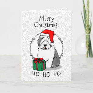 Weihnachten - Alte englische Schafhunde (Grau 1) N Karte