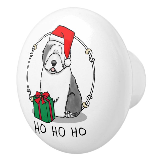 Weihnachten - Alte englische Schafhunde (Grau 1) N Keramikknauf (Rechts)